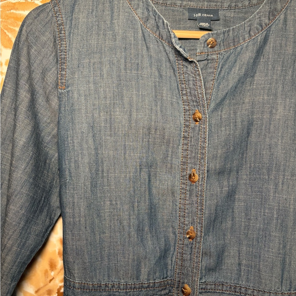 J.Jill Denim Button-Front Shirt Women’s Dress - Blue Size 5 - Picture 5 of 8